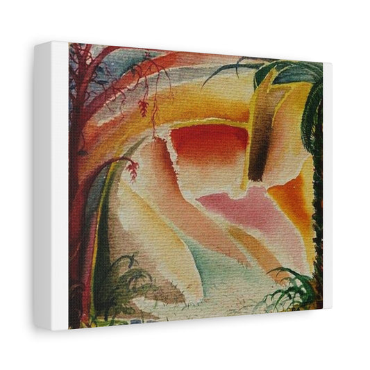 Abstract Sunset Landscape Canvas Print — Warm Tropical Vibes, Matte Stretched 1.25" Printify