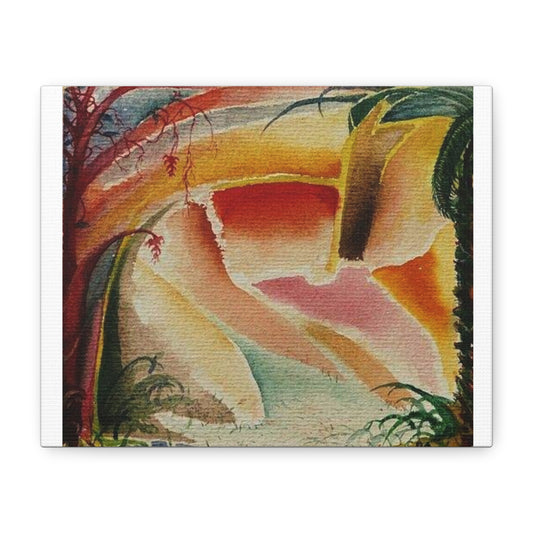 Abstract Sunset Landscape Canvas Print — Warm Tropical Vibes, Matte Stretched 1.25" Printify